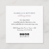 Carte De Visite Carré Aquarelle rustique Cuisine de restauration (Dos)