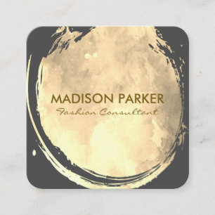 Carte De Visite Carré Aquarelle sépia contemporaine brossée
