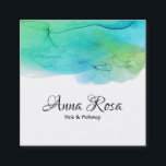 Carte De Visite Carré *~* Aquarelle simple Abstraite Aqua Blue Modern<br><div class="desc">*~* Simple Enchanter l'aquarelle Abstraite avec un flux biologique libre Combinaison d'Aqua bleu et vert avec des formations ondulées moelleuses pour ce Carte de visite Girly Chic. Ce design est léger, simple, apaisant, abstrait et artistique pour quelqu'un qui est à la recherche d'un art moderne et tendance chic girly féminine...</div>
