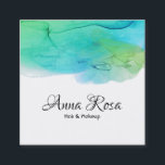 Carte De Visite Carré *~* Aquarelle simple Abstraite Aqua Blue Modern<br><div class="desc">*~* Simple Enchanter l'aquarelle Abstraite avec un flux biologique libre Combinaison d'Aqua bleu et vert avec des formations ondulées moelleuses pour ce Carte de visite Girly Chic. Ce design est léger, simple, apaisant, abstrait et artistique pour quelqu'un qui est à la recherche d'un art moderne et tendance chic girly féminine...</div>