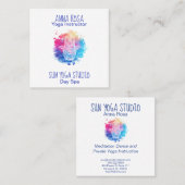 Carte De Visite Carré *~* Aquarelle Spa Hamsa Hand Yoga (Devant / Derrière)