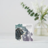 Carte De Visite Carré Aquarelle Springer Spaniel Chien Groomer (Debout devant)