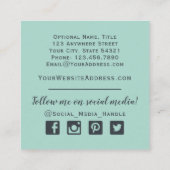 Carte De Visite Carré Aquarelle Succulente Cactus & Bois rustique Bohème (Dos)