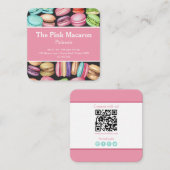 Carte De Visite Carré Aquarelle tendance Macaron pâtisserie française bo (Devant / Derrière)