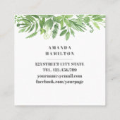 Carte De Visite Carré Aquarelle tendance prairie sauvage feuillage (Dos)