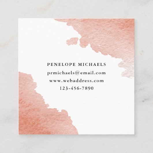 Carte De Visite Carré Aquarelle transparente sur blanc (Dos)