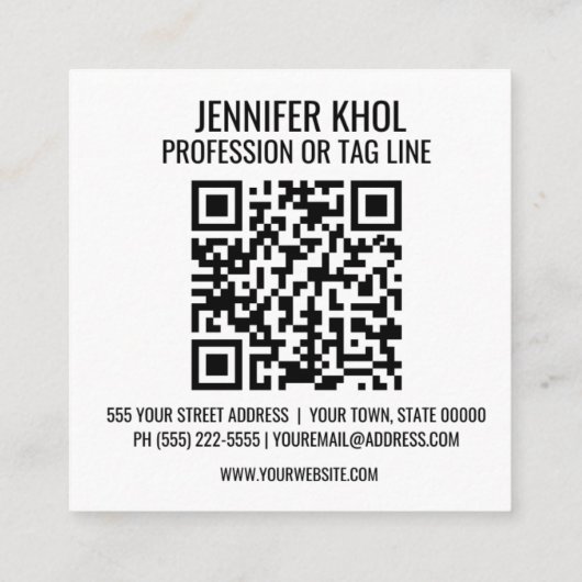 Carte De Visite Carré Aquarelle Triangle gris mauve Crème rose QR CODE (Dos)