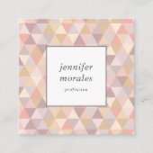 Carte De Visite Carré Aquarelle Triangle gris mauve Crème rose QR CODE (Devant)