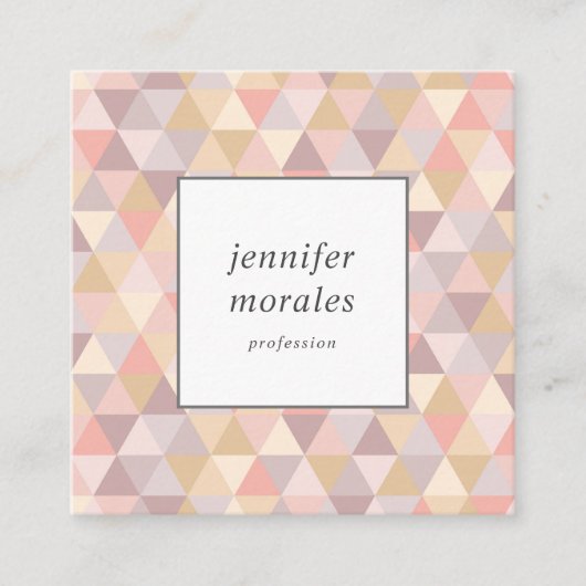 Carte De Visite Carré Aquarelle Triangle gris mauve Crème rose QR CODE (Devant)