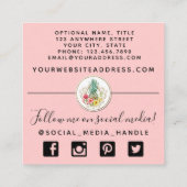 Carte De Visite Carré Aquarelle Tropicale Ananas & Hibiscus Fleurs (Dos)