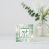 Carte De Visite Carré Aquarelle tropicale Vert Botanique Planificateur d (Debout devant)