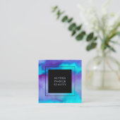 Carte De Visite Carré Aquarelle turquoise et violette avec noir (Debout devant)