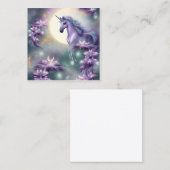Carte De Visite Carré Aquarelle Unicorne (Devant / Derrière)
