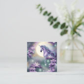 Carte De Visite Carré Aquarelle Unicorne (Debout devant)