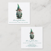 Carte De Visite Carré Aquarelle vert Gnome (Devant / Derrière)