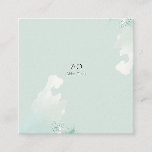 Carte De Visite Carré Aquarelle verte (Devant)
