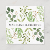 Carte De Visite Carré Aquarelle verte | (Devant)