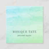 Carte De Visite Carré Aquarelle verte de mer (Devant)