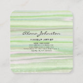 Carte De Visite Carré Aquarelle verte Pastel Abstraite (Dos)
