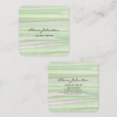 Carte De Visite Carré Aquarelle verte Pastel Abstraite (Devant / Derrière)