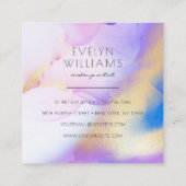 Carte De Visite Carré Aquarelle violet or Abstrait script de calligraphi (Dos)
