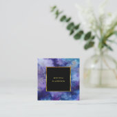 Carte De Visite Carré Aquarelle violet splash or noir professionnel (Debout devant)