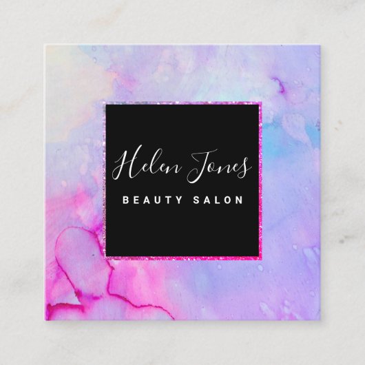 Carte De Visite Carré aquarelle violette (Devant)