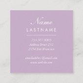 Carte De Visite Carré Aquarelle violette Rose Botanique Artiste (Dos)