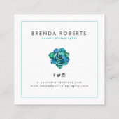 Carte De Visite Carré Aquarelles Couronne de cactus bleu vert (Dos)