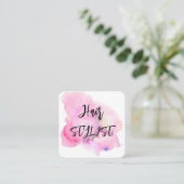 Carte De Visite Carré Aquarelles rose élégamment moderne (Debout devant)