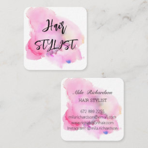 Carte De Visite Carré Aquarelles rose élégamment moderne