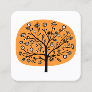 Carte De Visite Carré Arbre à fleurs - Orange