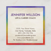 Carte De Visite Carré Arbre circulaire avec chakra arc-en-ciel feuilles (Dos)