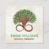Carte De Visite Carré Arbre de vie - Infinité - Feuilles verts (Devant)