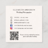 Carte De Visite Carré Arc crème beige QR code médias sociaux (Dos)