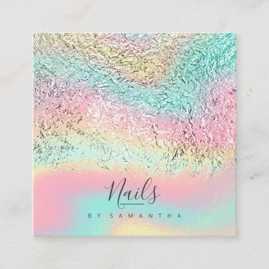 Carte De Visite Carré Arc en arc-en-ciel Abstrait d'huile775 (Devant)