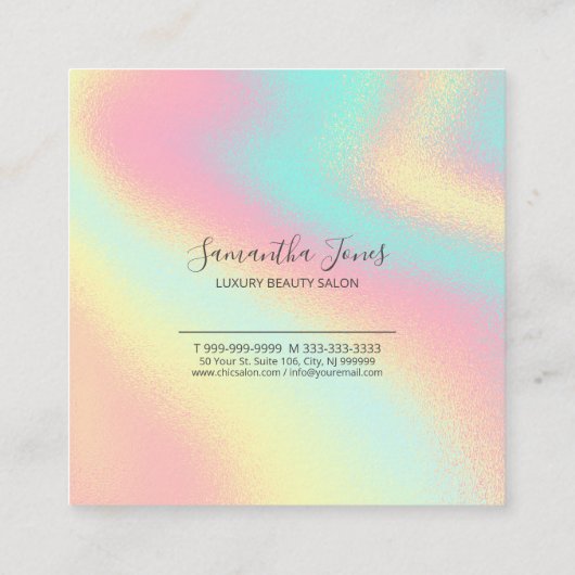 Carte De Visite Carré Arc en arc-en-ciel Abstrait d'huile775 (Dos)