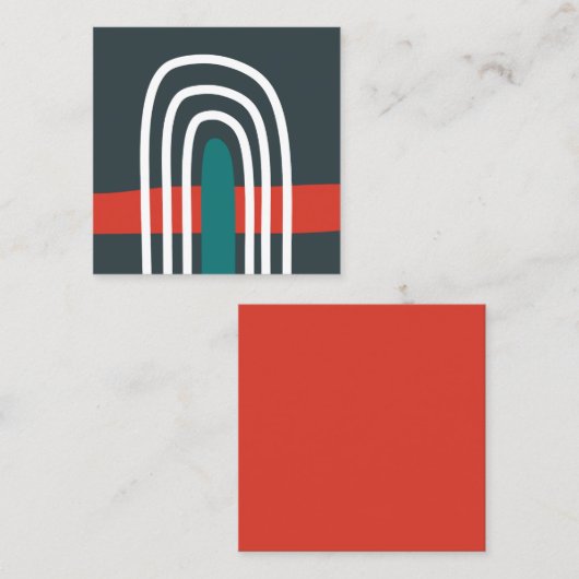 Carte De Visite Carré Arc en arc-en-ciel, design boho abstrait (Devant / Derrière)