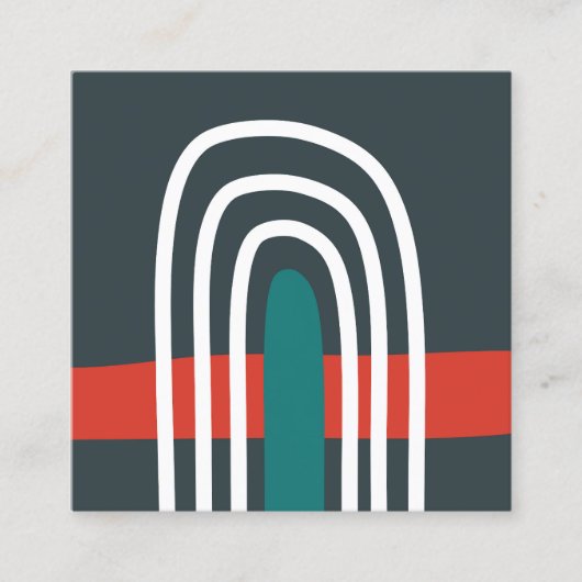 Carte De Visite Carré Arc en arc-en-ciel, design boho abstrait (Devant)