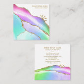 Carte De Visite Carré *~* Arc-en-ciel Porte d'or Veines Pastel White (Devant / Derrière)