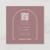 Carte De Visite Carré Arc rose élégant salon de beauté QR Code (Dos)