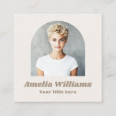 Carte De Visite Carré Arch photo rétro nom de police neutre clair brun (Devant)