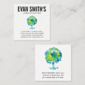 Carte De Visite Carré Architecture paysagère | Arborescence aquarelle (Devant / Derrière)