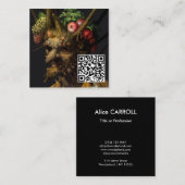 Carte De Visite Carré Arcimboldo - Quatre saisons en une tête - Code QR (Devant / Derrière)