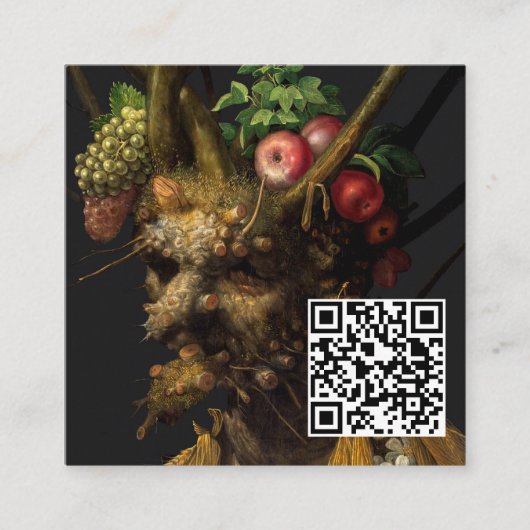 Carte De Visite Carré Arcimboldo - Quatre saisons en une tête - Code QR (Devant)