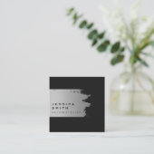 Carte De Visite Carré Argent élégant brossé (Debout devant)