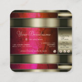 Carte De Visite Carré Argent exceptionnel avec marbre rose rouge (Dos)