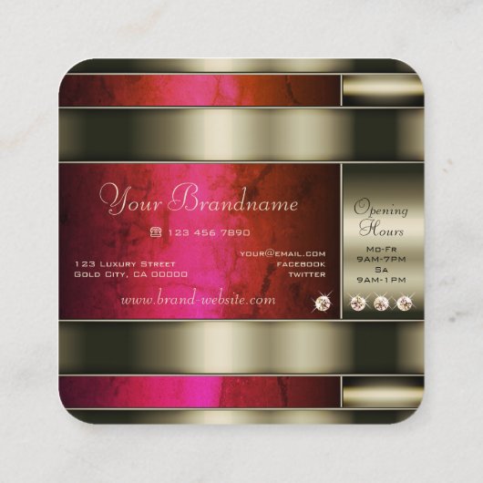 Carte De Visite Carré Argent exceptionnel avec marbre rose rouge (Dos)