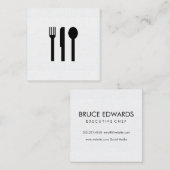 Carte De Visite Carré Argent / Motif de linge (Devant / Derrière)