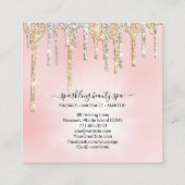 Carte De Visite Carré *~* Argent rose + PARTIES SCINTILLANT de goutte d' (Dos)